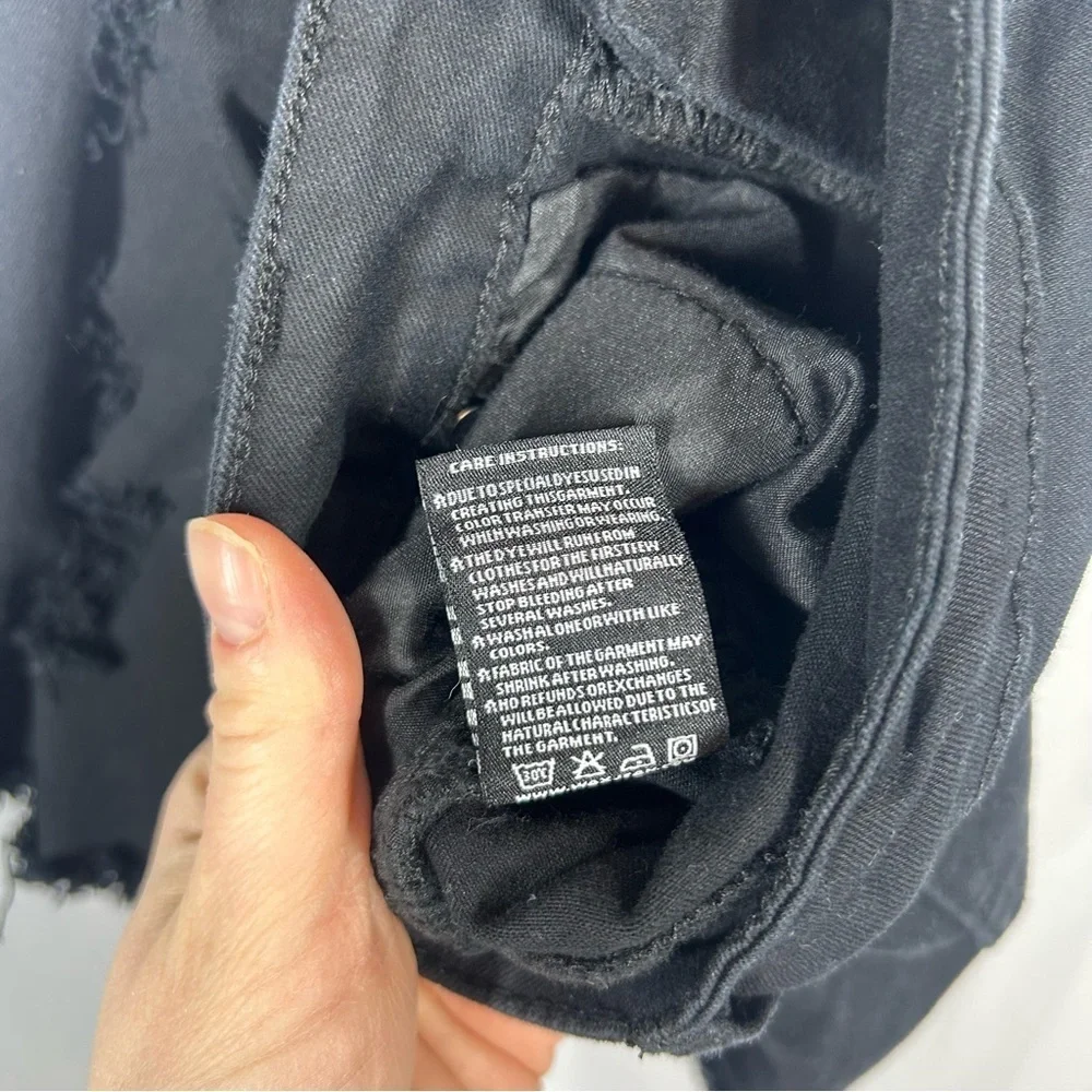Wax Jean | Distressed Black Denim Jean Mini Skirt Juniors Size Large